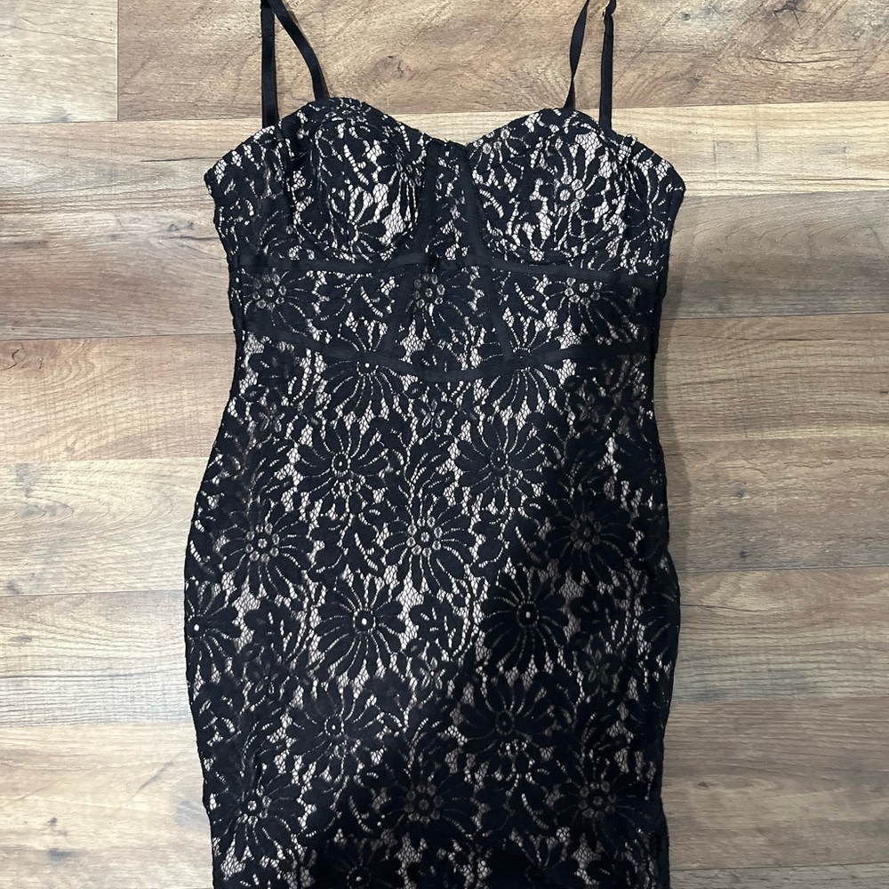 Black Lace Floral Dress